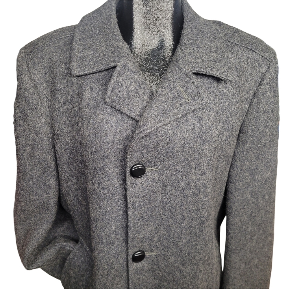 Croydon Men's Vintage Dark Grey Wool Blend Mid-length Overcoat 42R - Picture 3 of 11